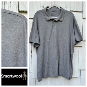 Smartwool Men's Merino Wool Blend Polo Shirt Gray Size 2XL